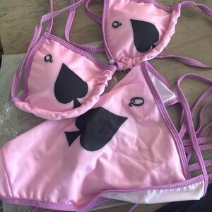 Queen of spades, pink and black bikini OSFA